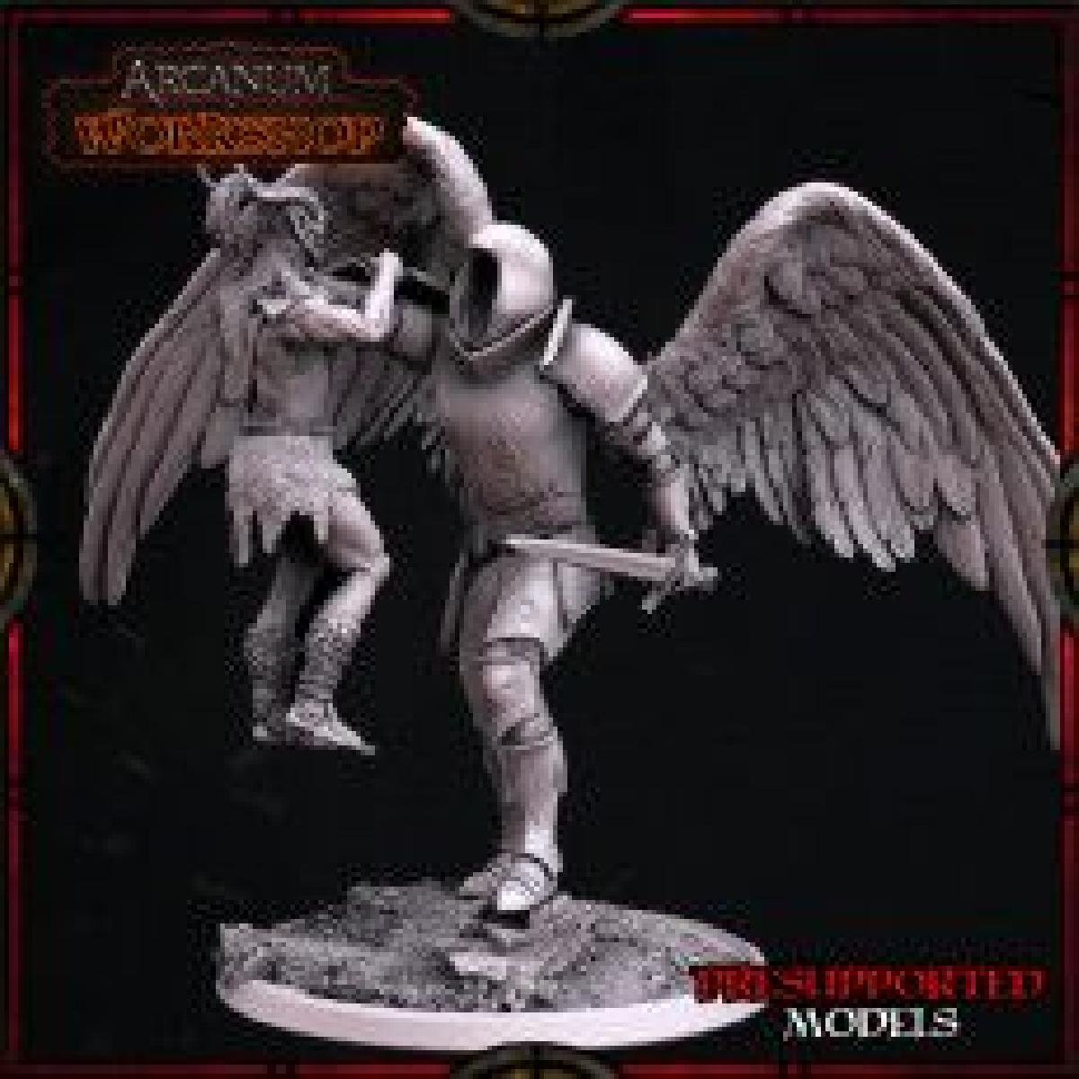 Arcangel lutando contra demonios.