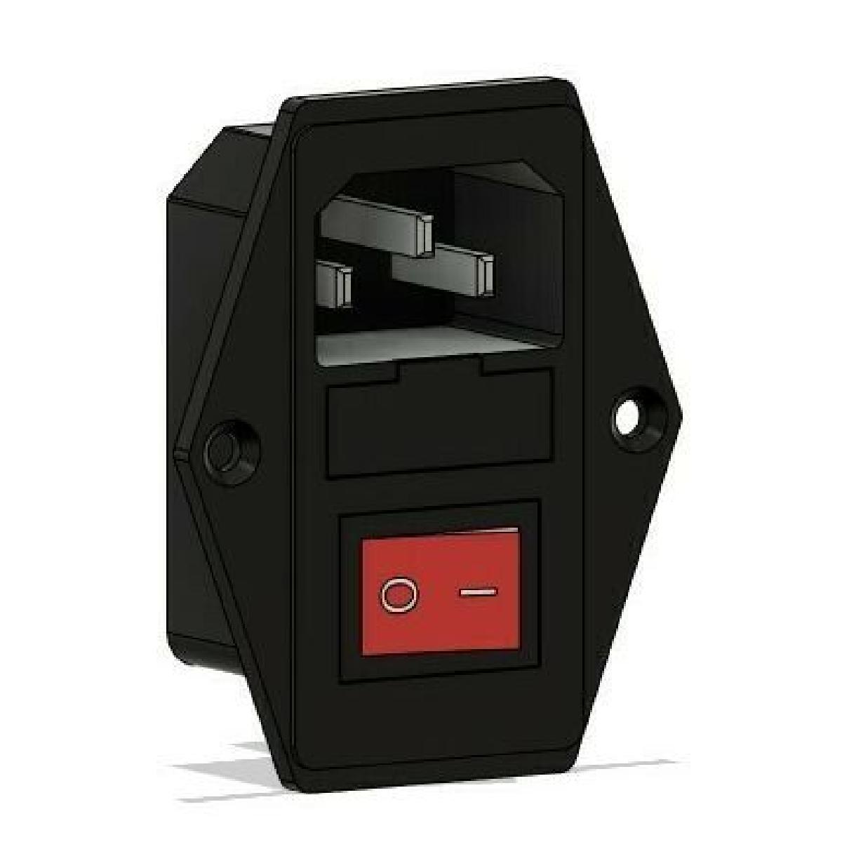 Tomada de energia IEC320 C14 com suporte para fusivel e interruptor
