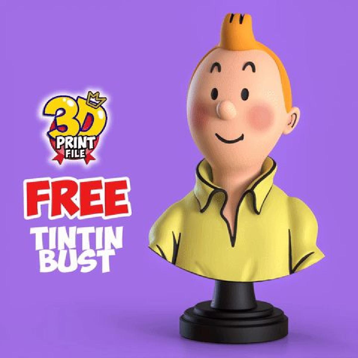 Modelo de busto 3D do Tintim GRATUITO