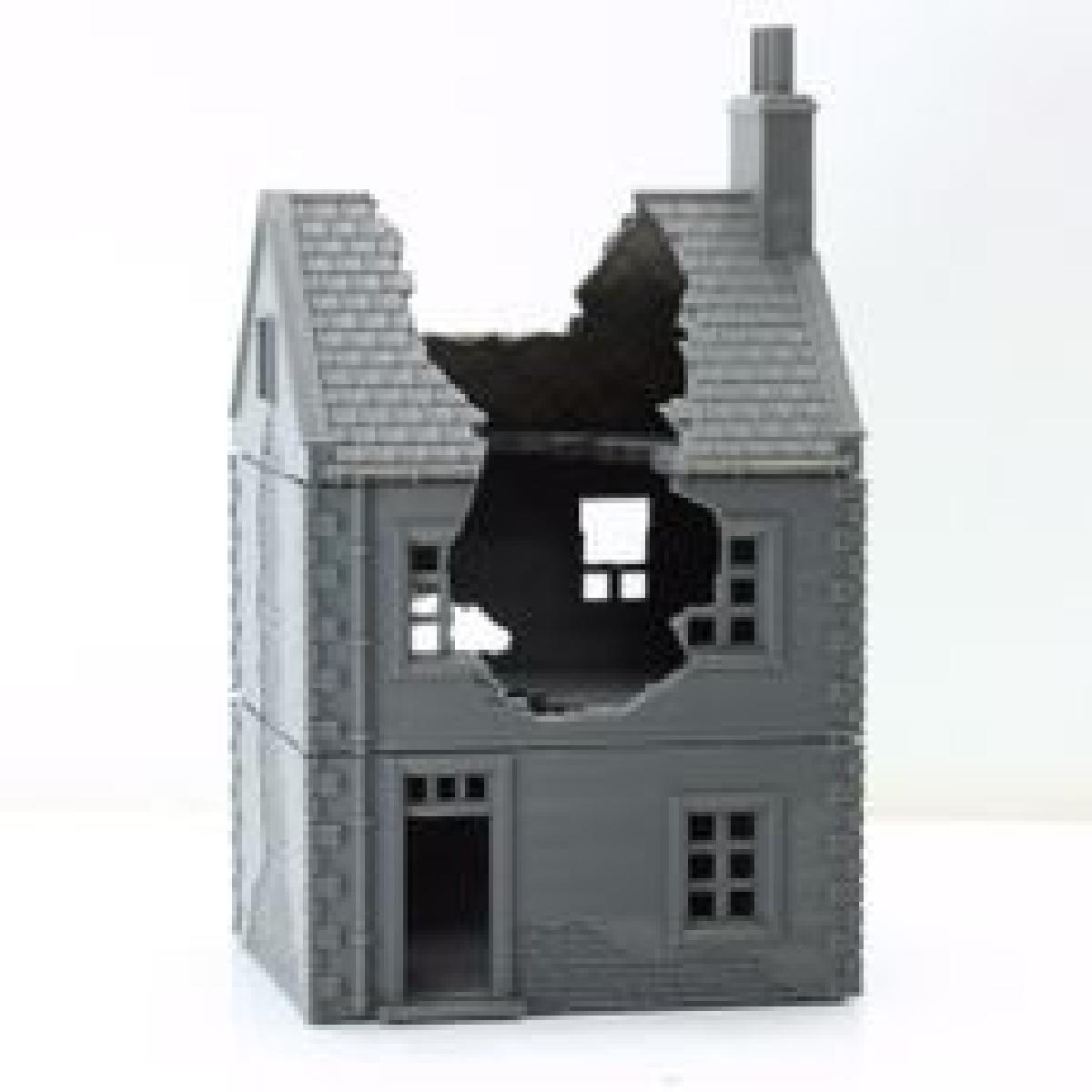 Casa de Vila Francesa da Normandia DS T7 Destruida e Intacta