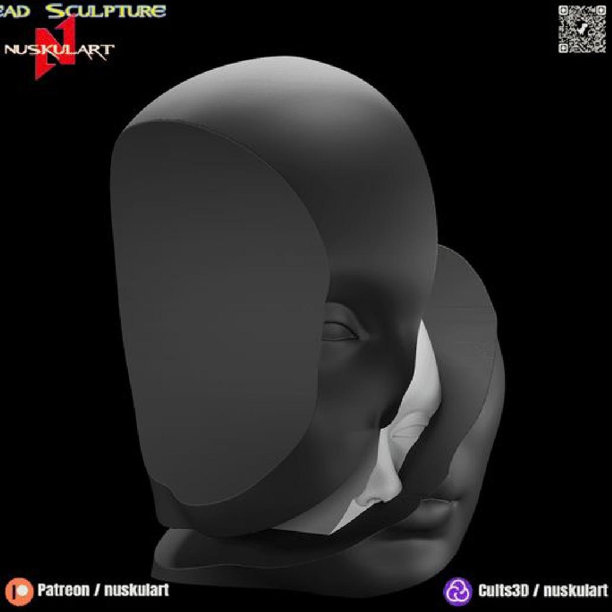 Escultura de Cabeca Feminina em Arte Surreal Multicolorida 3MF OBJ STL Colecionavel NA