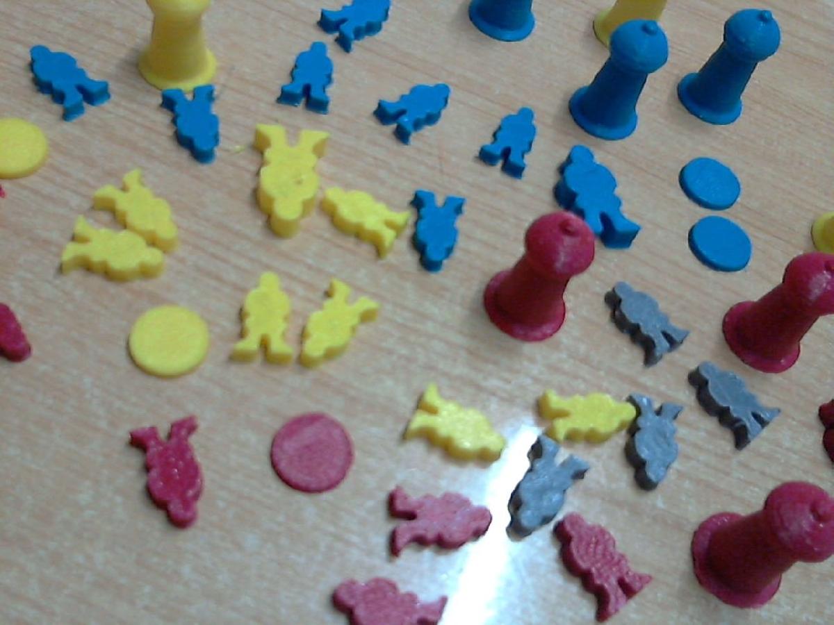 Pilares da Terra meeples e itens
