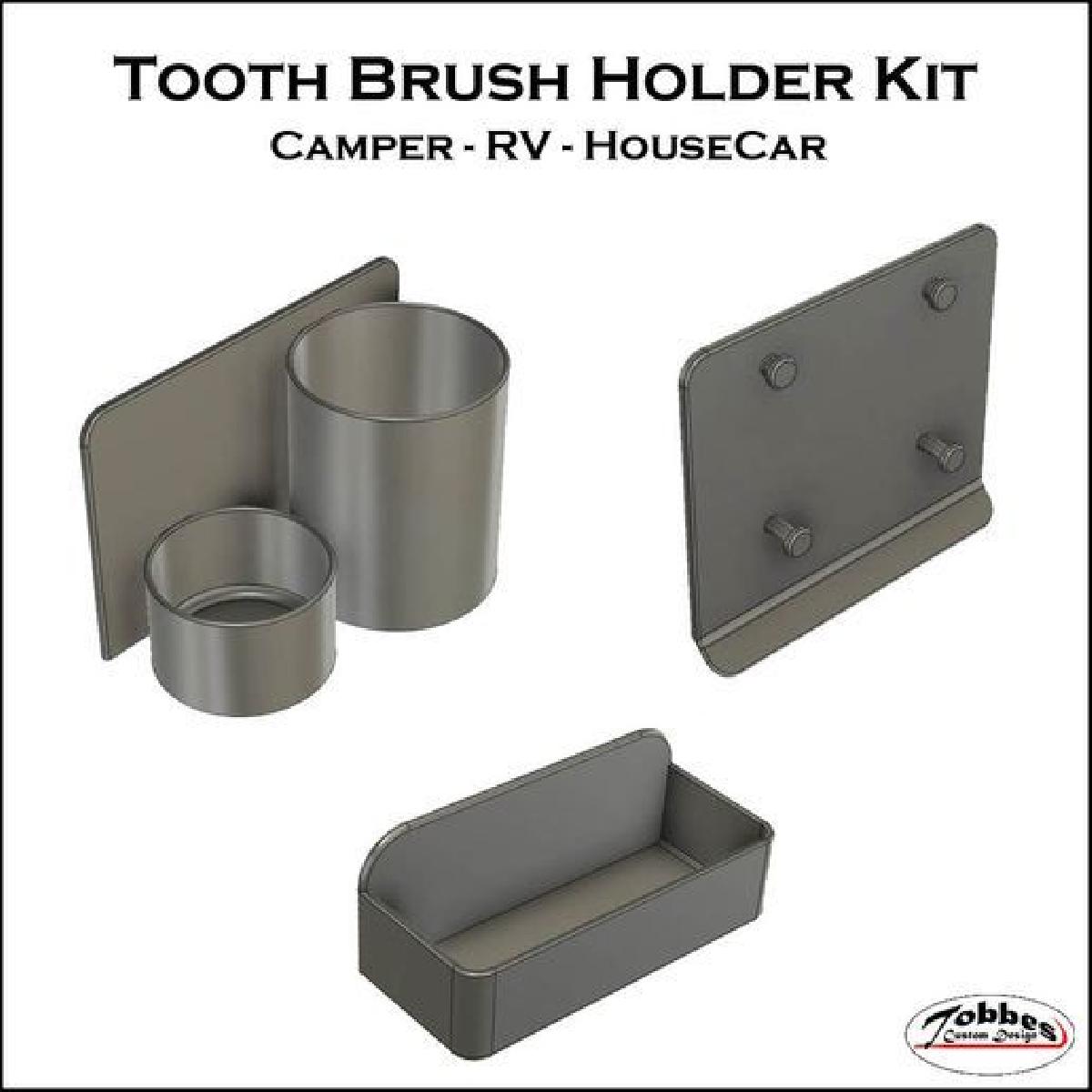 Conjunto de suporte para escova de dentes e creme dental para RV e campistas.