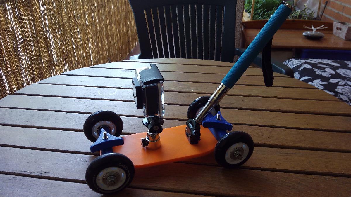 Dolly para GoPro e camera de acao Mobius.