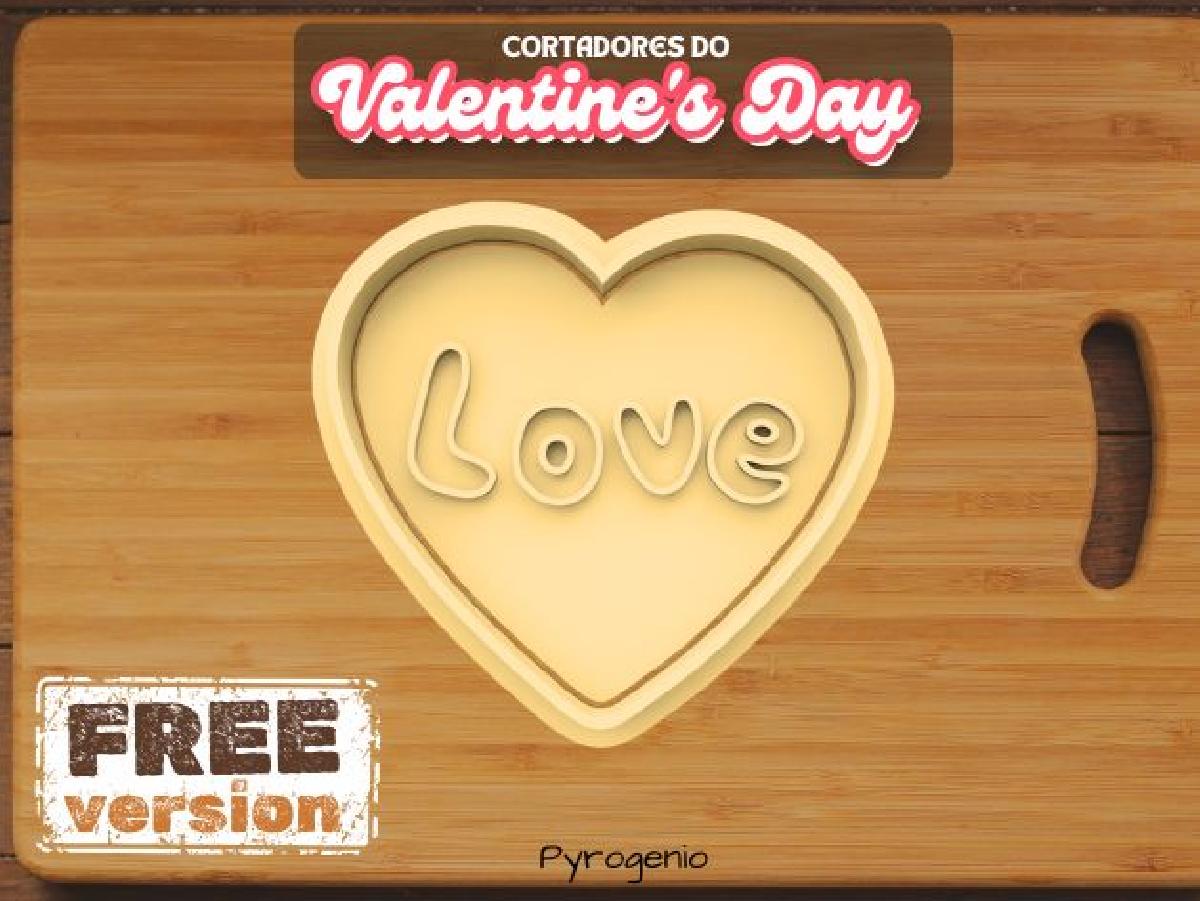 Cortador de biscoitos em forma de coracao do Dia dos Namorados com "Amor"
