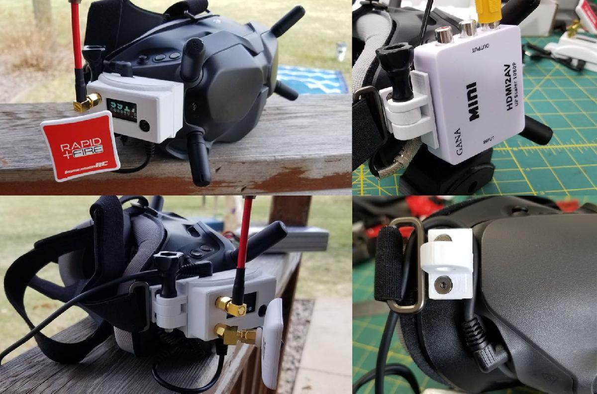 Adaptador de Modulo Analogico Fatshark para Goggles DJI FPV URUAV v2 e Estojo de Montagem
