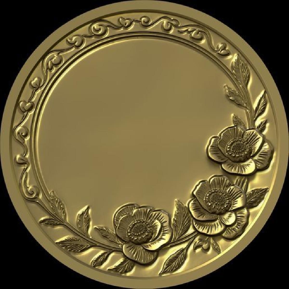 Alivio Harmonia Florido Medalhao Decorativo Floral No2 arquivo STL para impressao 3D ou CNC.