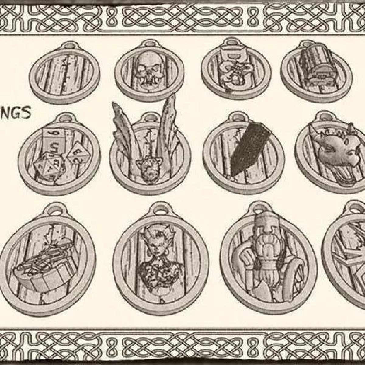 Chaveiros de Fantasia (x20) para Dungeons & Dragons, Warhammer ou Pathfinder