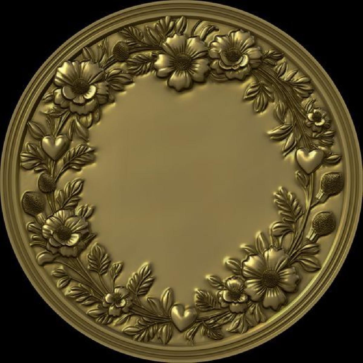 Alivio de Harmonia da Flor Medalhao Decorativo Floral Arquivo STL para impressao 3D ou CNC