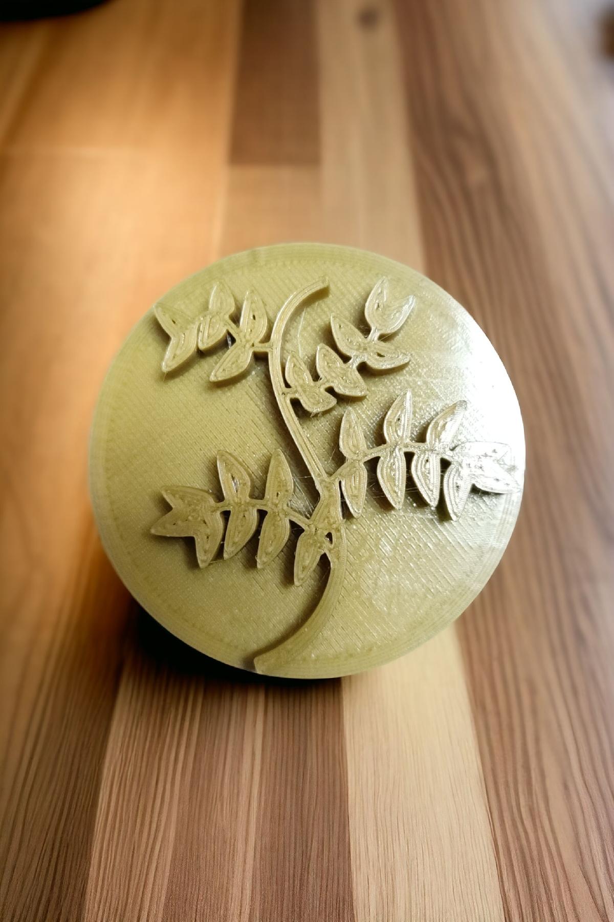 Selo com Cortante Ceramica Biscoito Folha 01