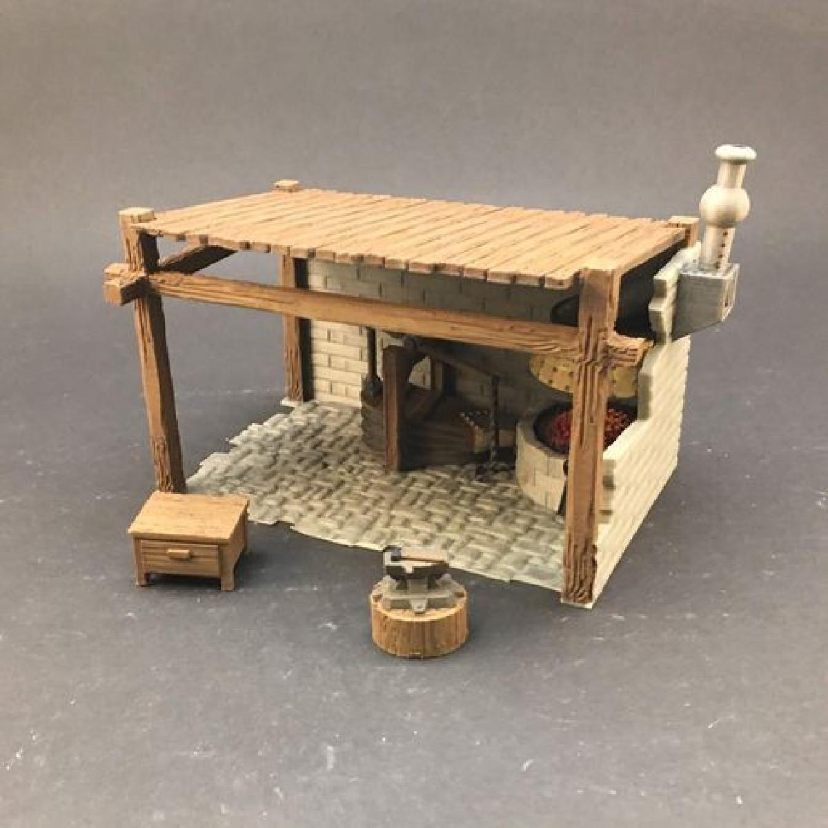 Oficina de ferreiro para jogos de miniaturas de 28mm