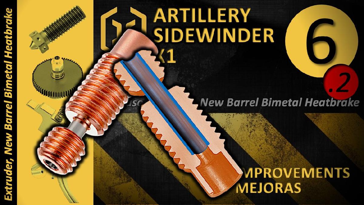 6.2) Cilindro de aquecimento bimetalico, melhorias do Artillery Sidewinder X1 Melhorias