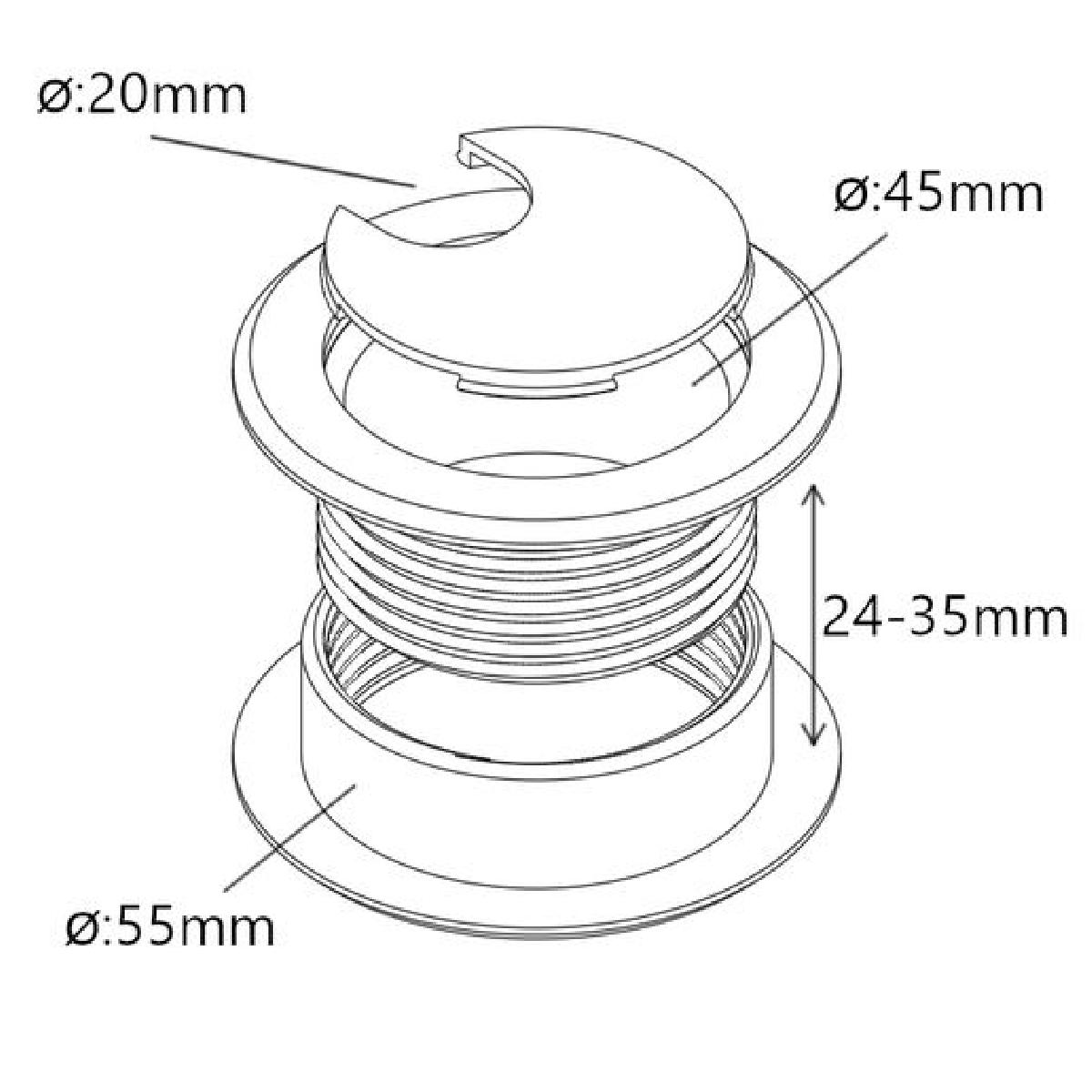 Passa cabo (para espessura de 25 35mm)