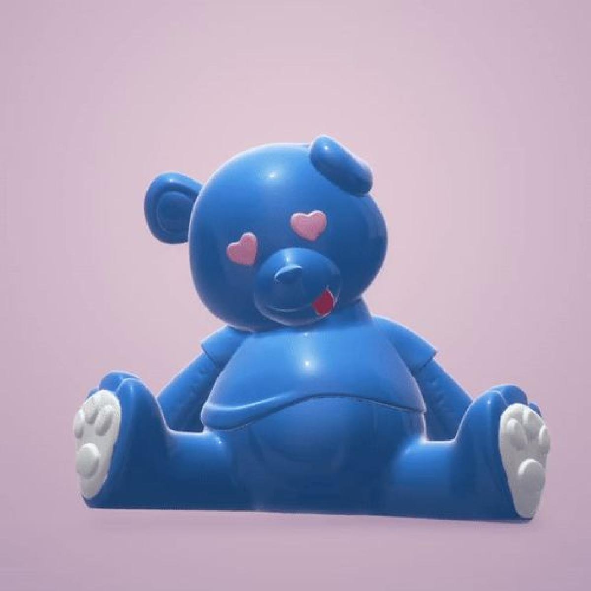 Urso de pelucia azul sentado 🧸