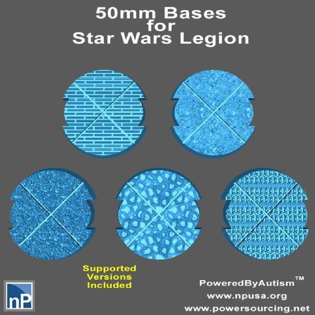 Bases Redondas Notched de 50mm para Miniaturas   Pacote com 2