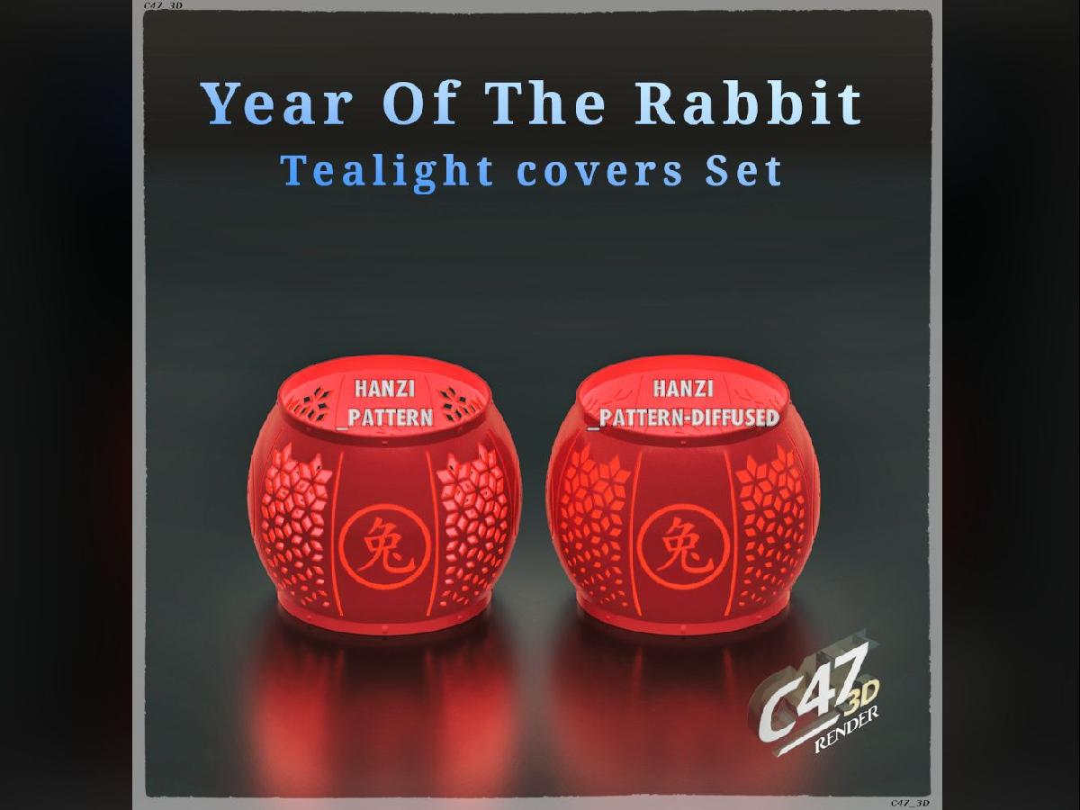 Ano do Coelho 2023   Capa para Vela Tealight