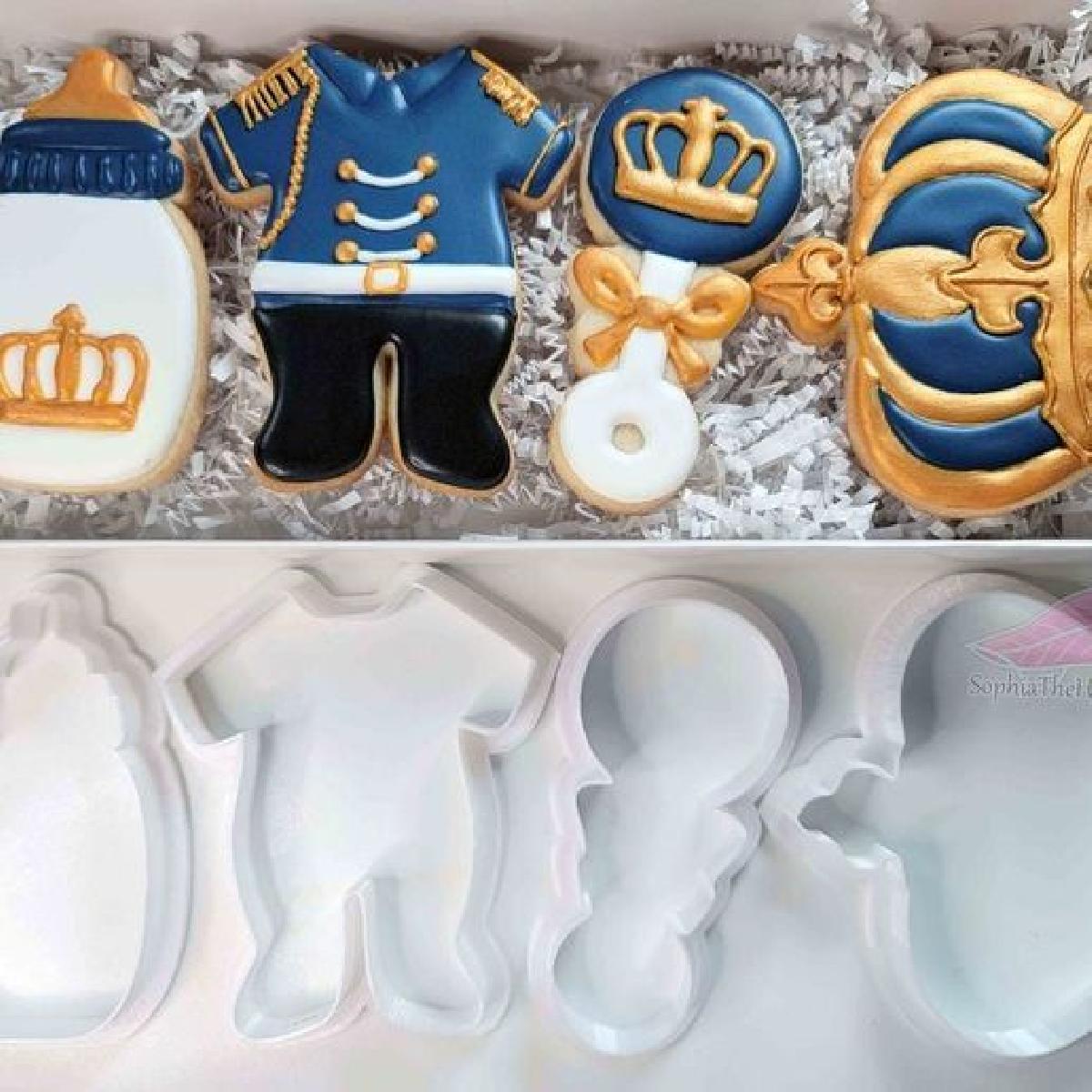 Conjunto de Cortador de Biscoitos para Cha de Bebe Royal Prince