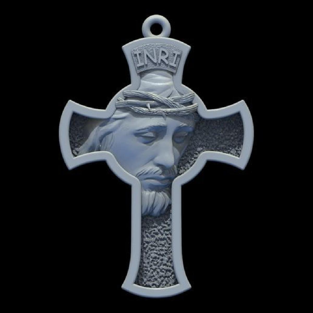 Jesus Cruz pingente medalhao joias modelo de impressao 3D