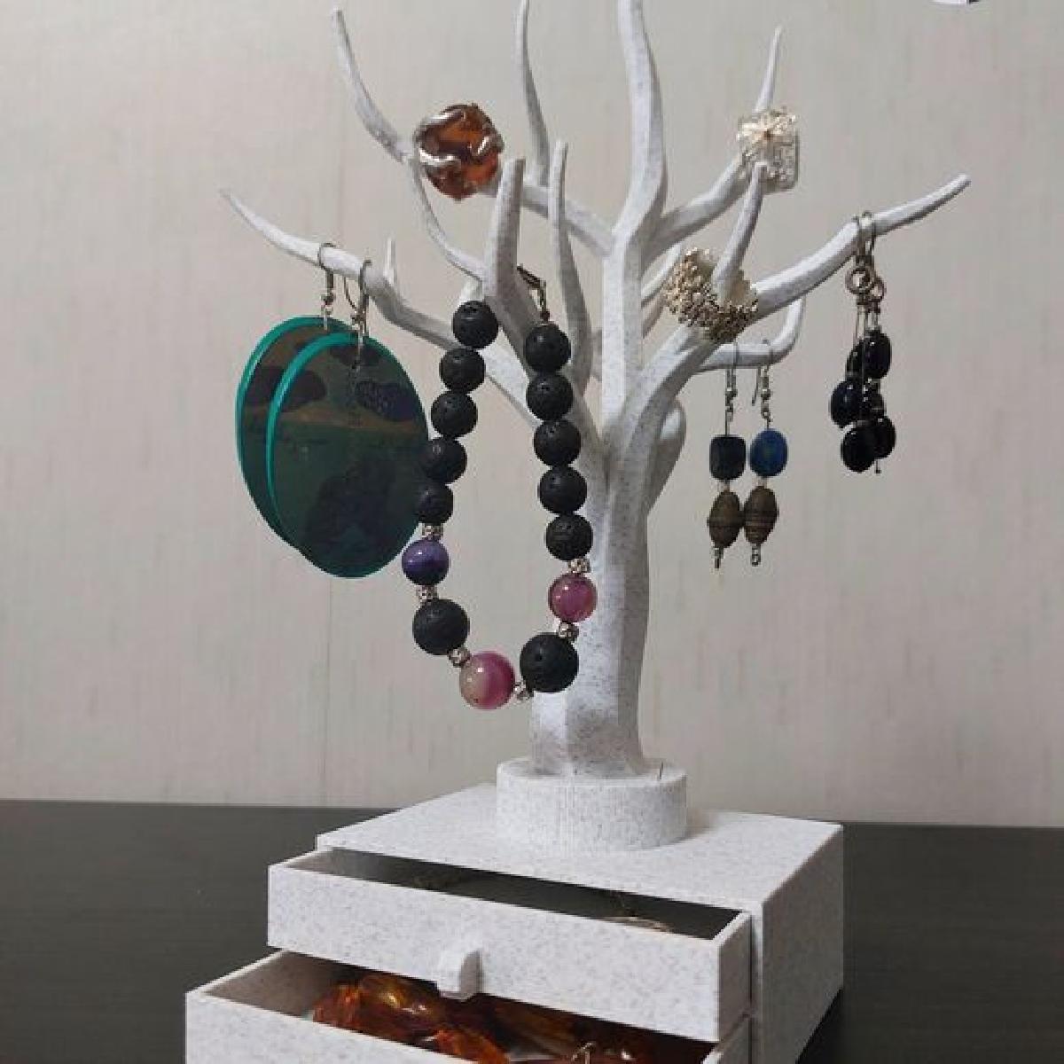 Suporte para Joias em Forma de Arvore   Organizador Elegante com Caixas.