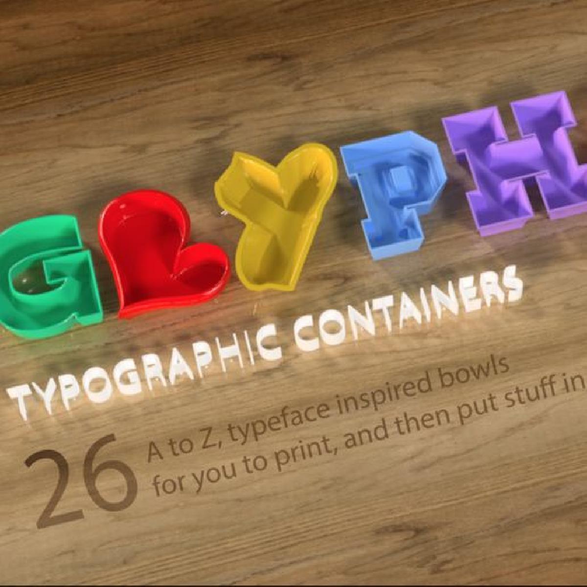 Colecao de conteineres de glifos tipograficos