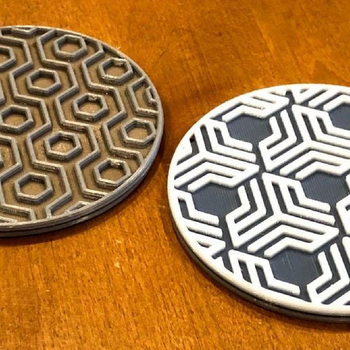 Coasters em Padrao Hexagonal com Anel de Gotejamento