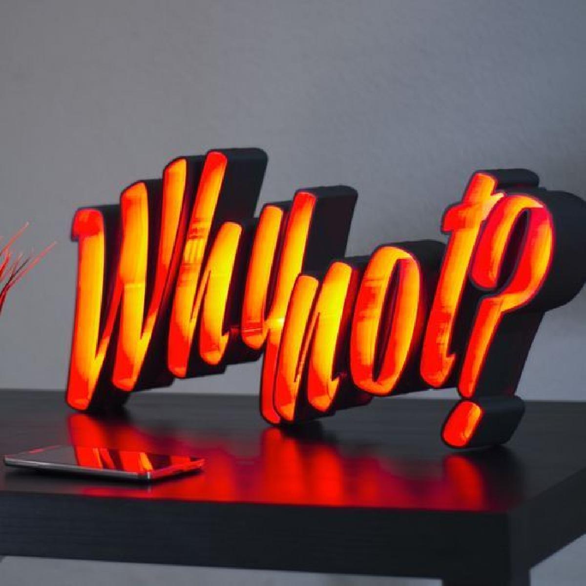 Letras de luz LED "Por que nao?"