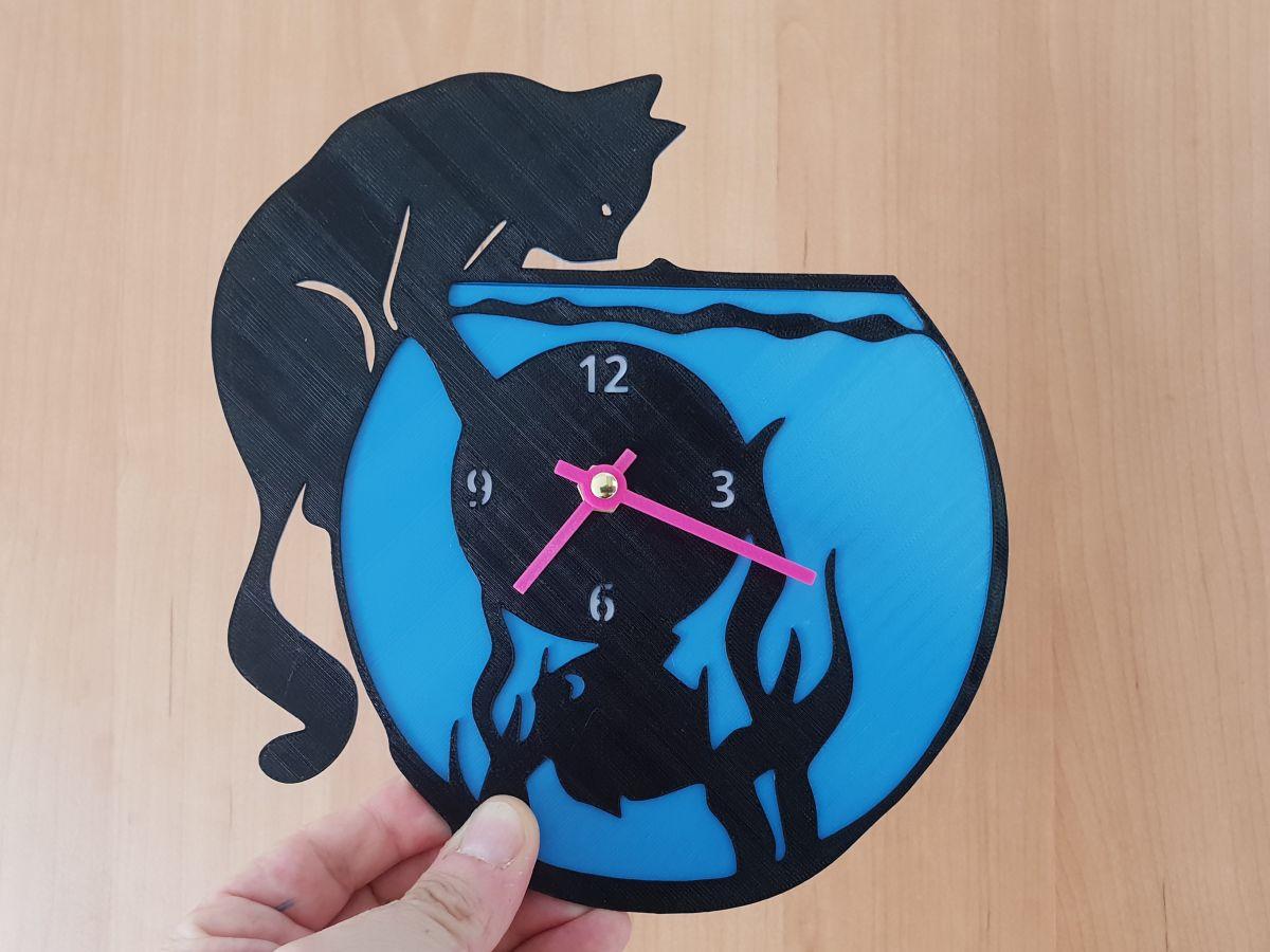 relogio aquario gato