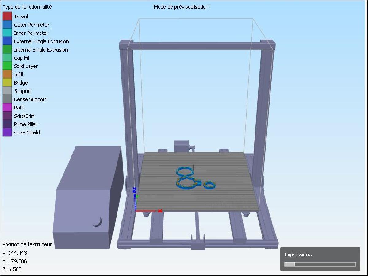Modelo de plataforma sob o Simplify 3D.