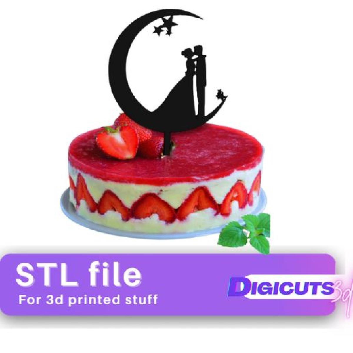 Casal de Cake Topper na Lua STL