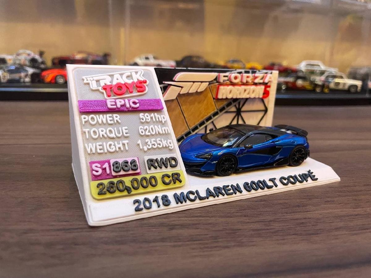 Base de exibição de garagem do Forza Horizon 5 Festival (Modelos LCD Mclaren 600LT)