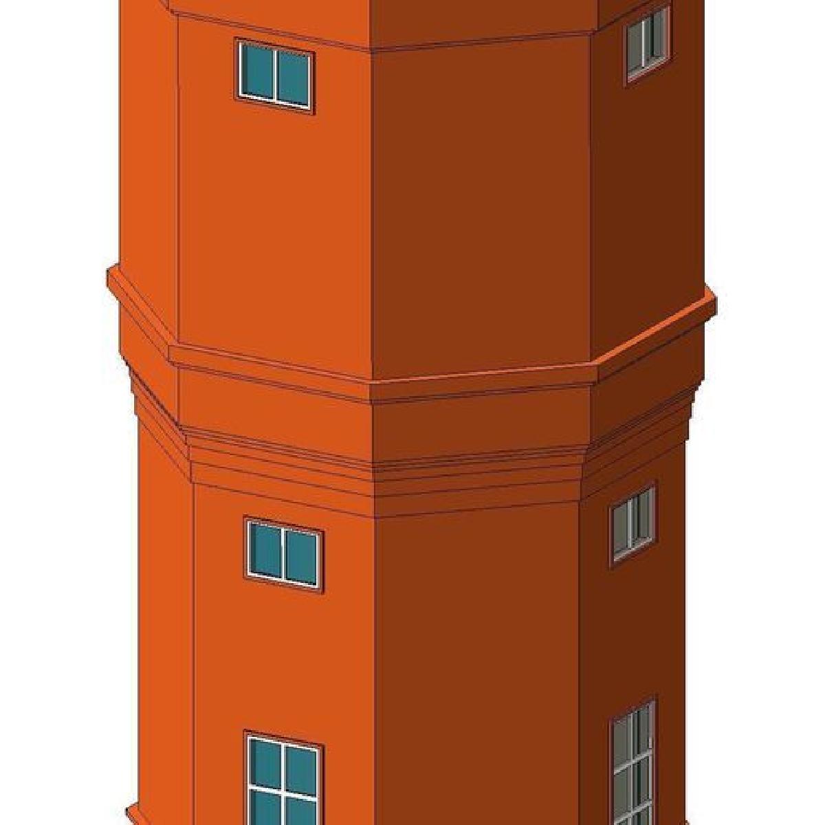 Design tipico de torre de agua de estacao