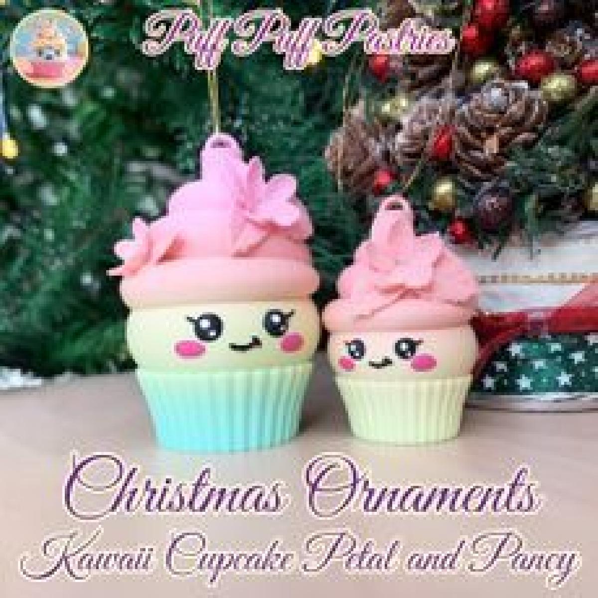 Enfeites de Natal Kawaii Cupcake Petala e Pensamento