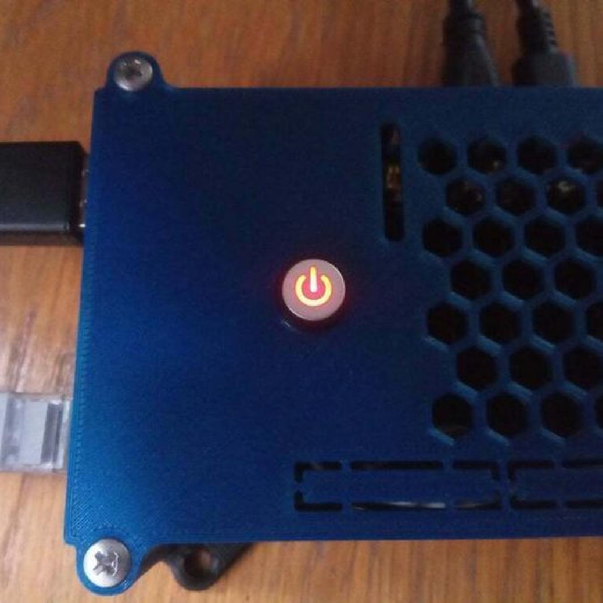 Capa para Raspberry Pi4 com botao de poder LED