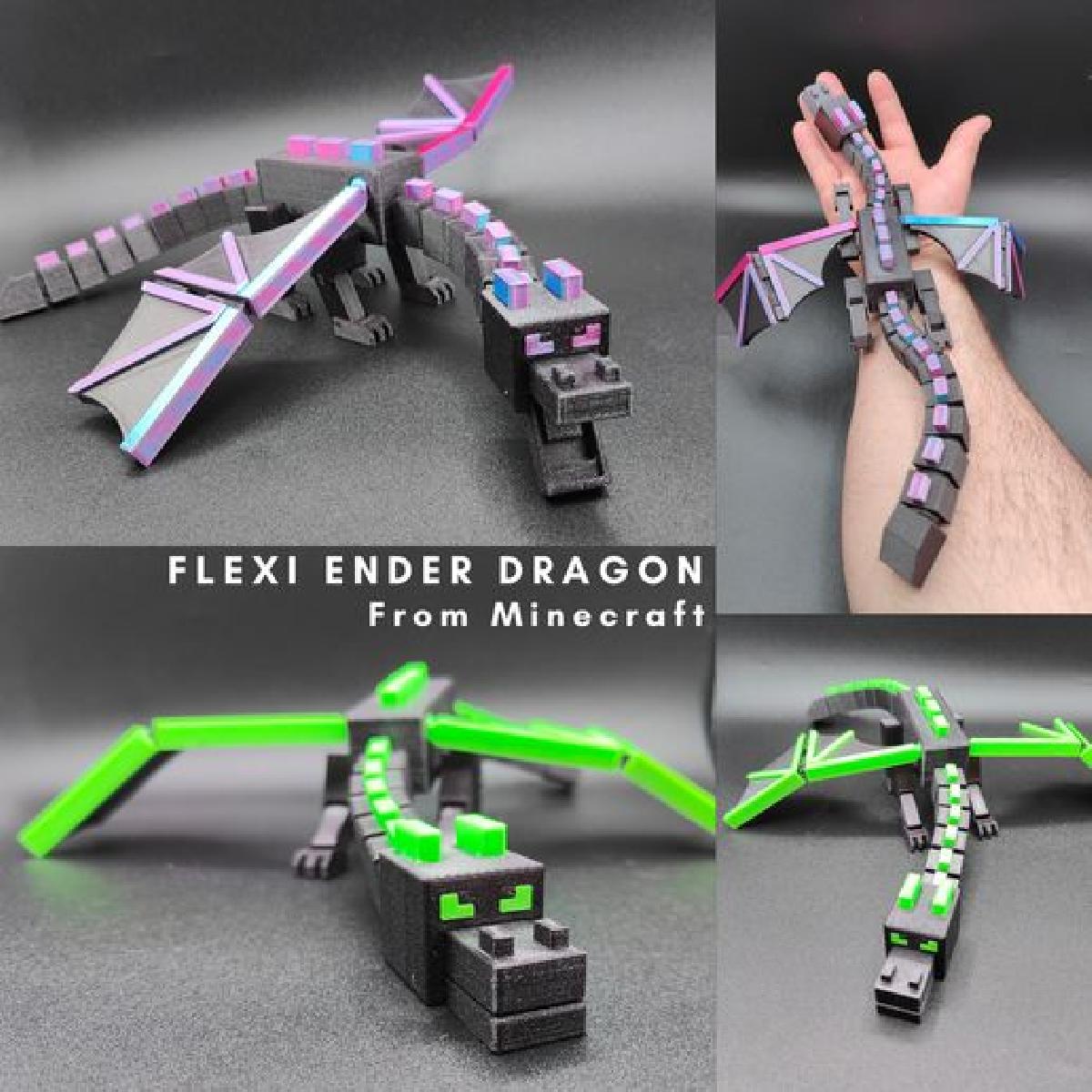 Flexi Ender Dragon Print em PLace | Dragao do Minecraft | Dragao Lowk | Dragao Flexi | Sem suportes