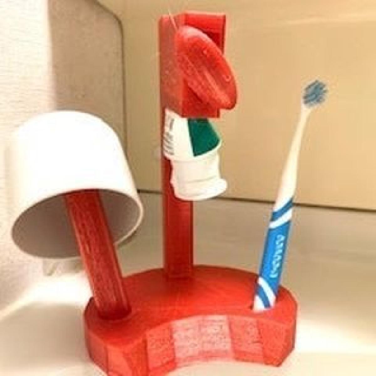 Para escovar os dentes com uma mao so.