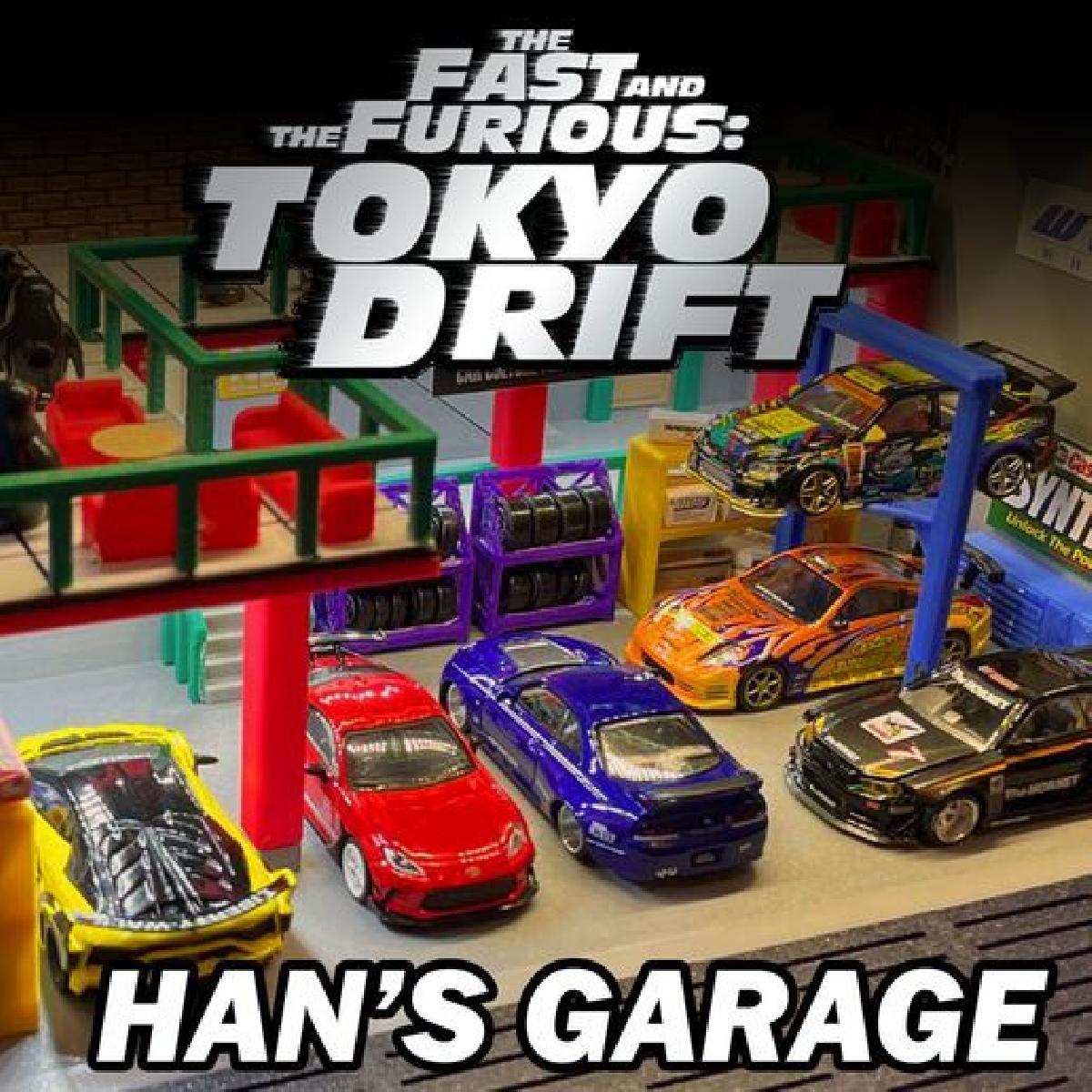 Garagem de Han Fast & Furious Tokyo Drift (Para Hot Wheels & Carros em Escala 1/64)