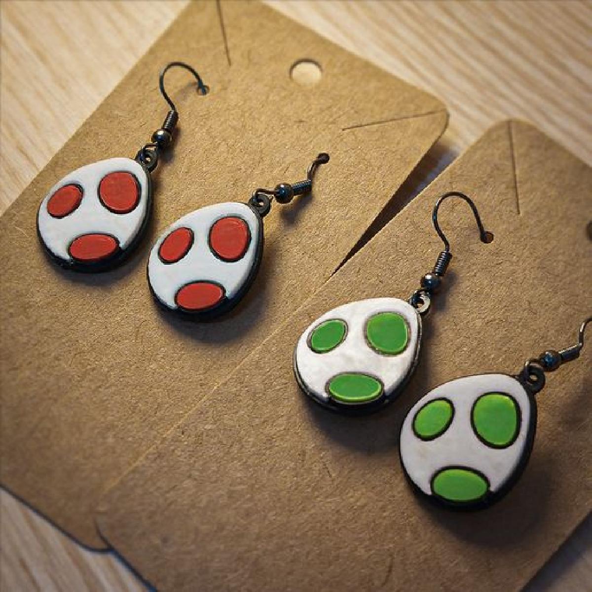 Brincos de Ovo 3D do Yoshi do Super Mario Joias Divertidas para Gamers