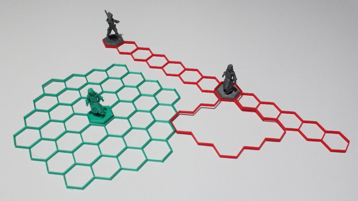 Modelos de AOE em grade hexagonal para RPG