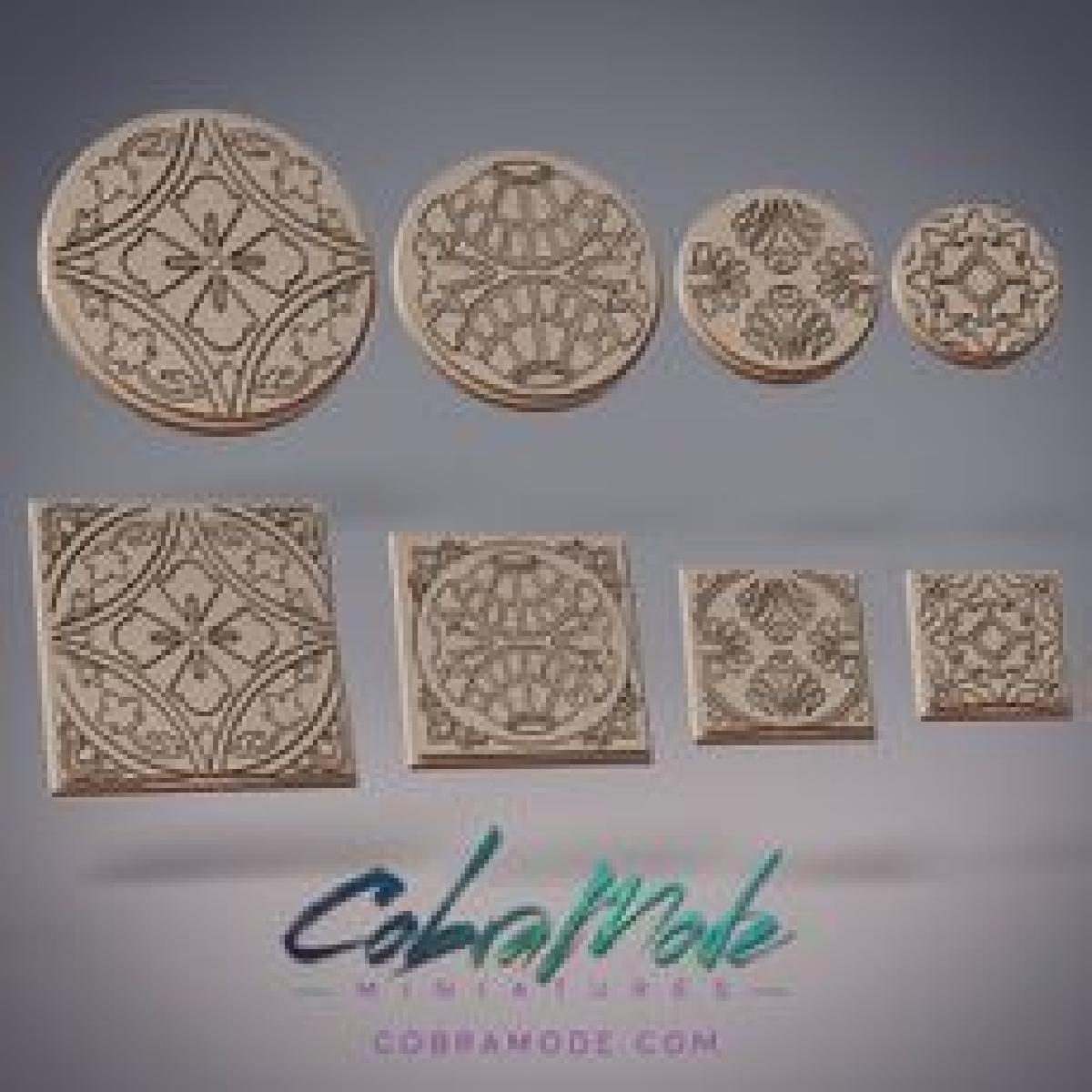 Pacote Base Azulej Leafy (8 pecas)   Versoes Redonda e Quadrada