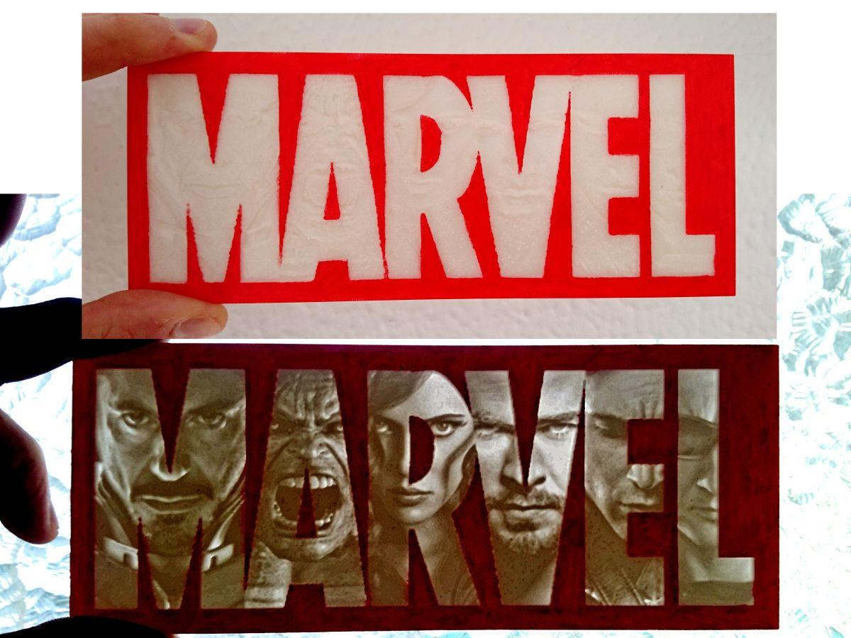 Logo da Marvel litofania