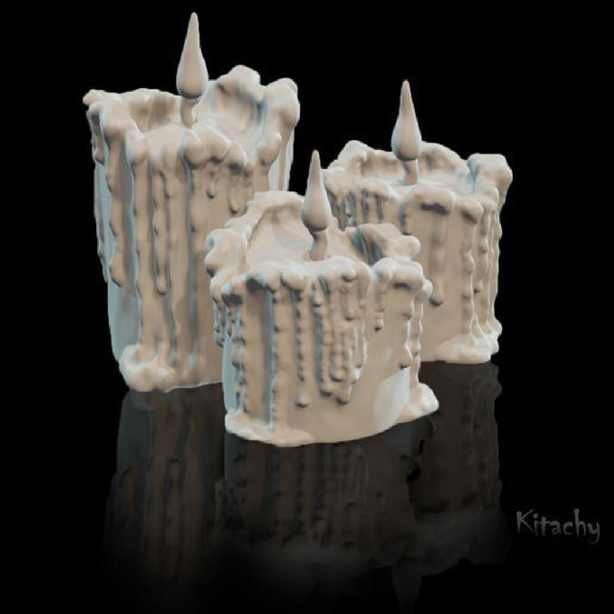 Miniaturas de velas derretidas para dioramas etc.