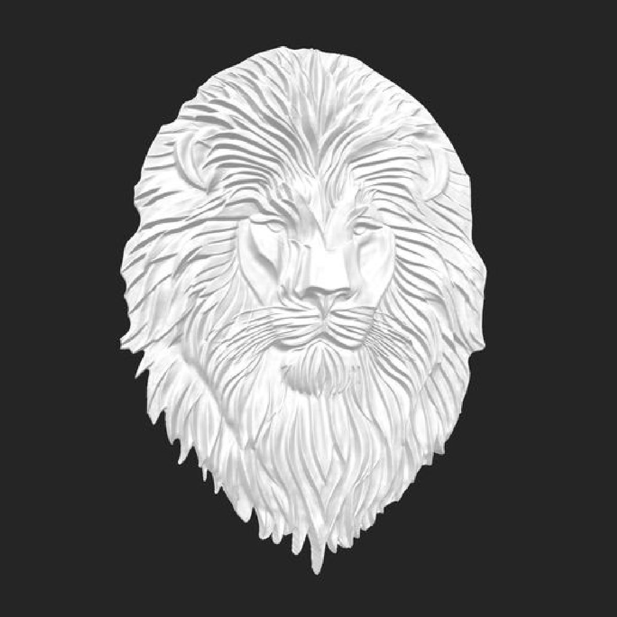 Cabeca de Leao, Arte de Parede, Modelo 3D STL de Alta Detalhe