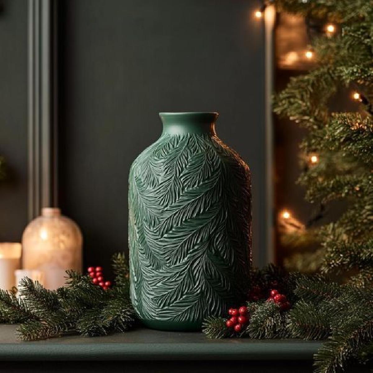 Vaso de Pinheiro Congelado para Decoracao de Natal