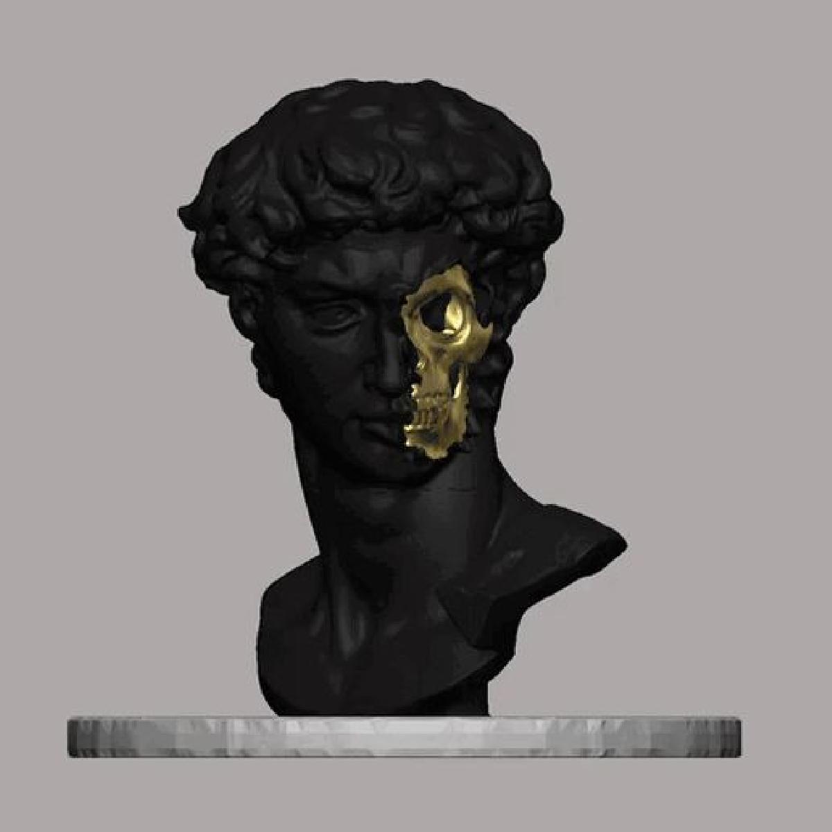 Busto Davi   Michelangelo Cabeca de Caveira