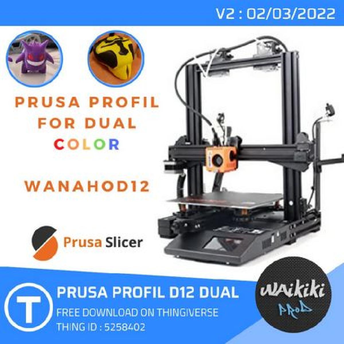 Perfil Prusa de Duas Cores para Wanhao D12