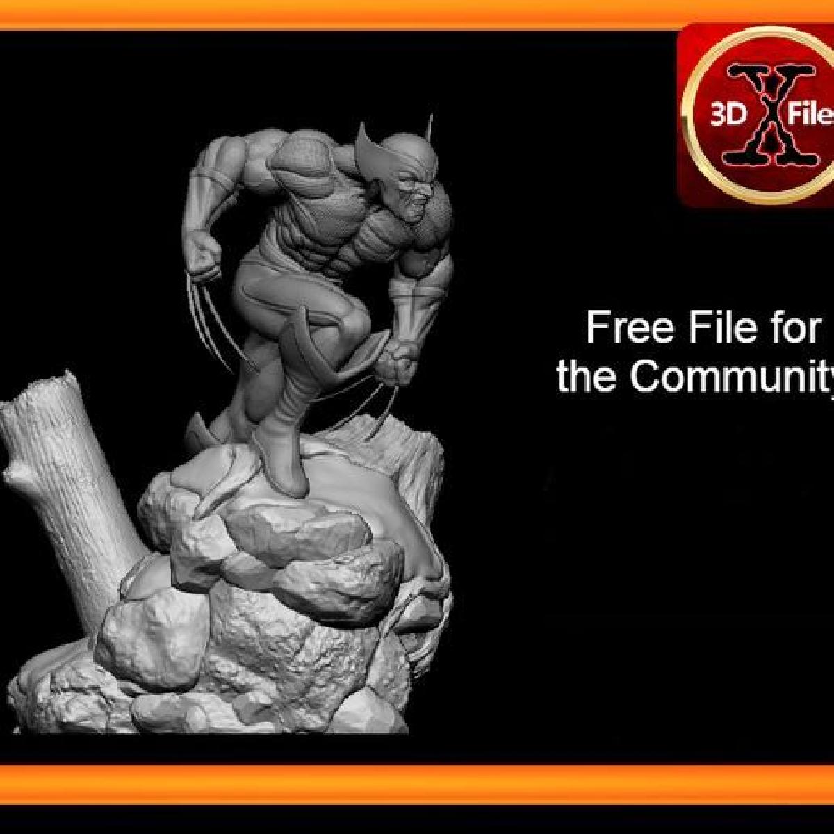 Estatua do Wolverine X men   Estatua da Marvel   Arquivo de Impressao 3D STL