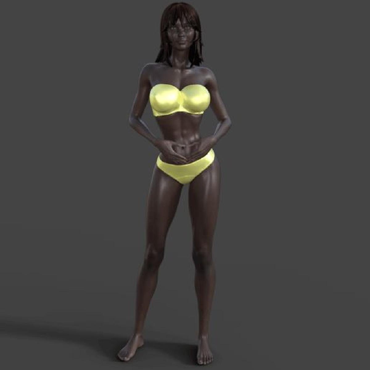 Sarah de biquini na praia   impressora 3D STL