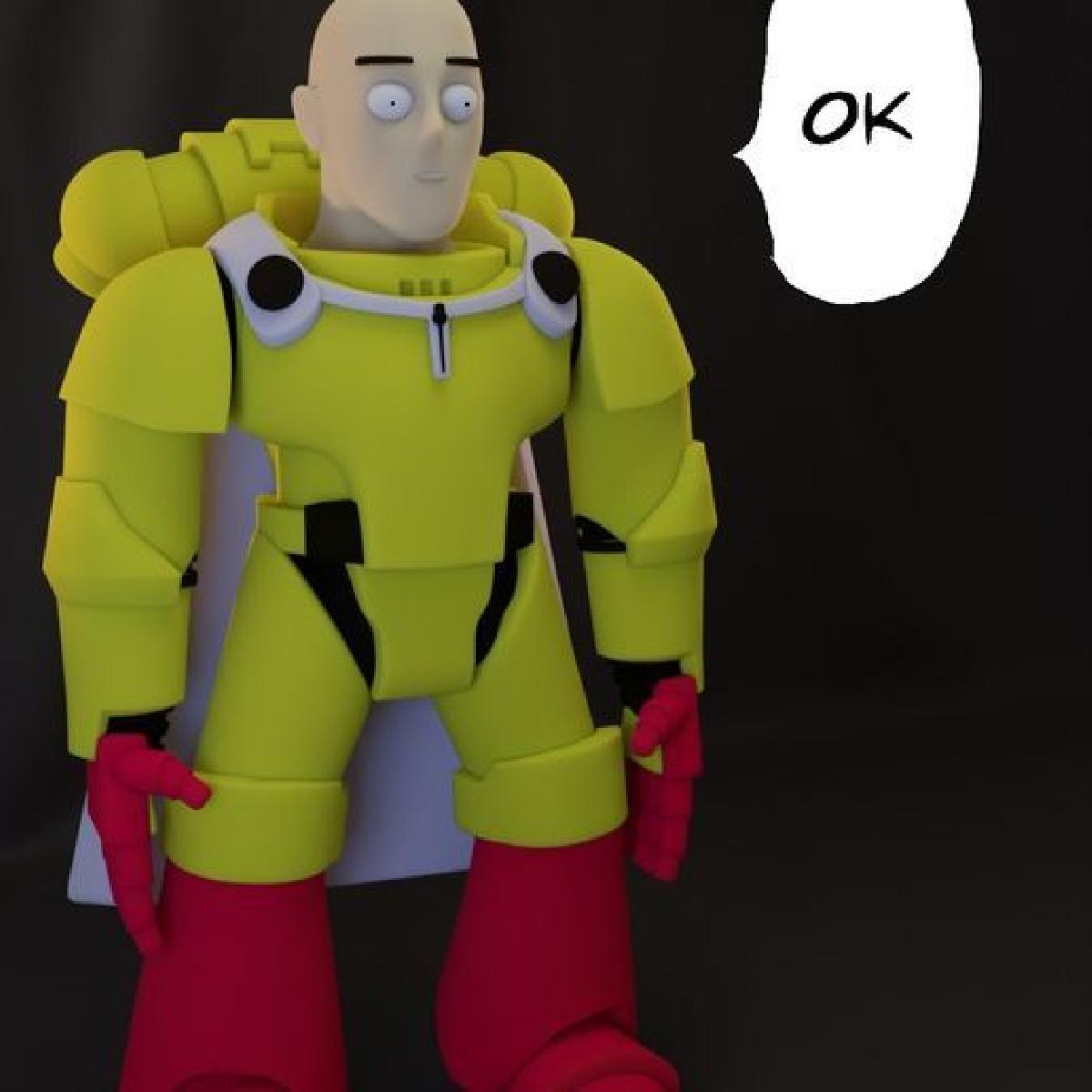 Soldado Espacial Saitama para suas necessidades sombrias e futuras.