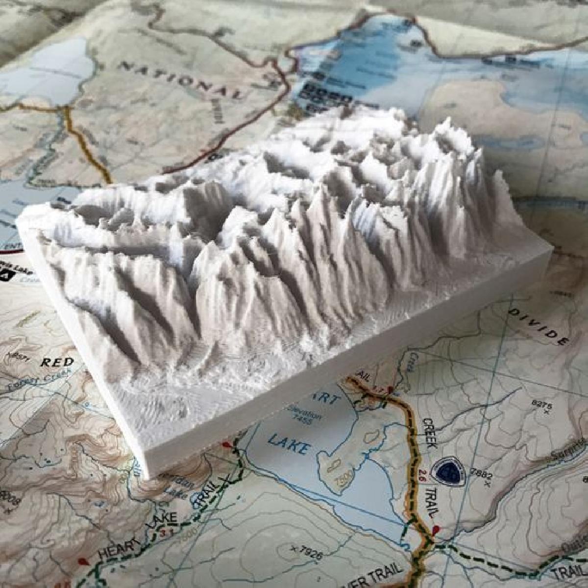 Mapa topografico do Grand Teton, Wyoming.