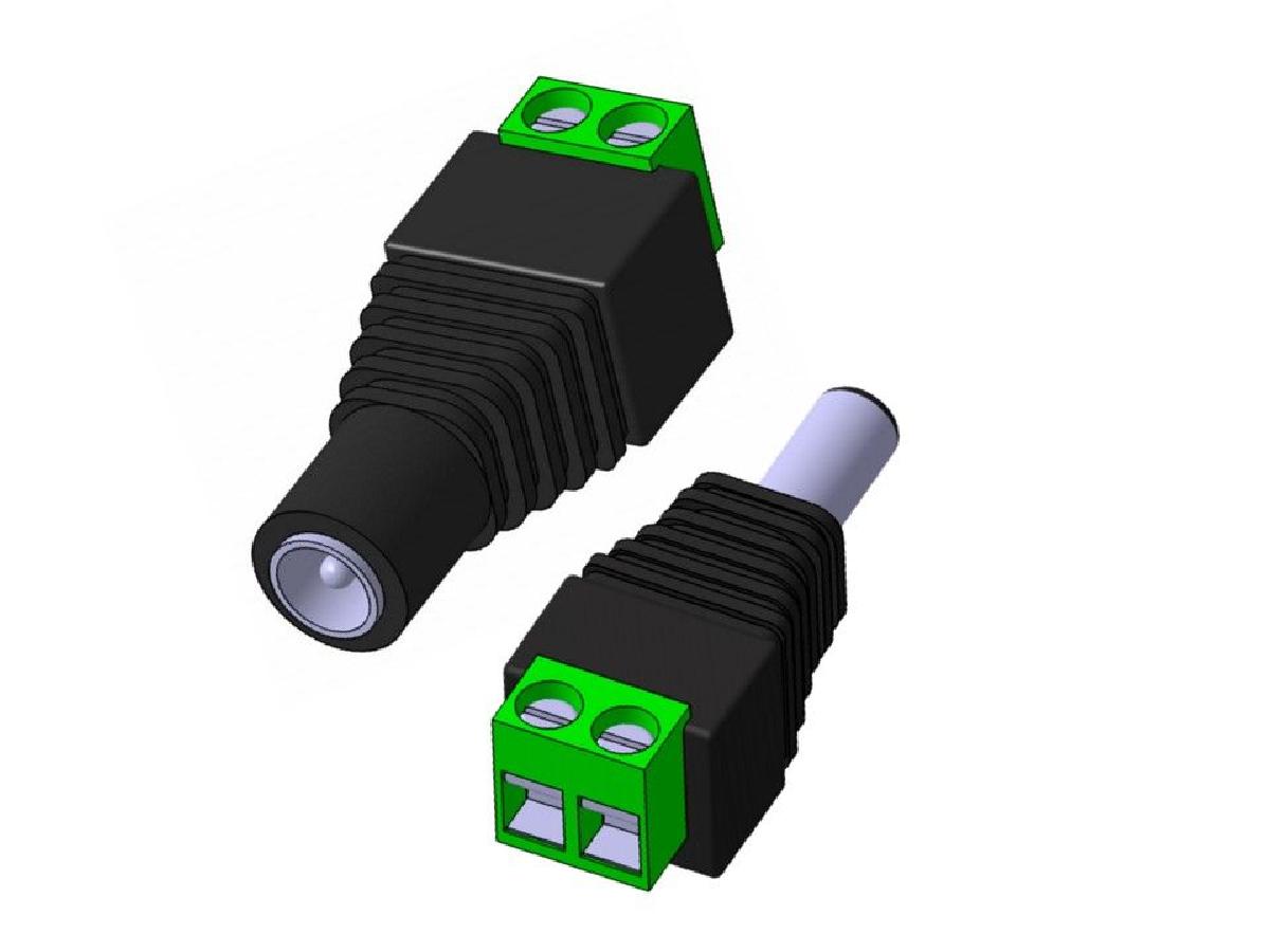 Conector aereo femea e macho para DC de 12v.